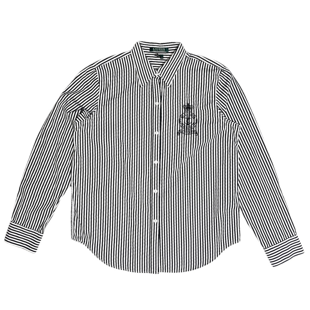 Women's Lauren Ralph Lauren Striped Button Down With Embroidered Logo